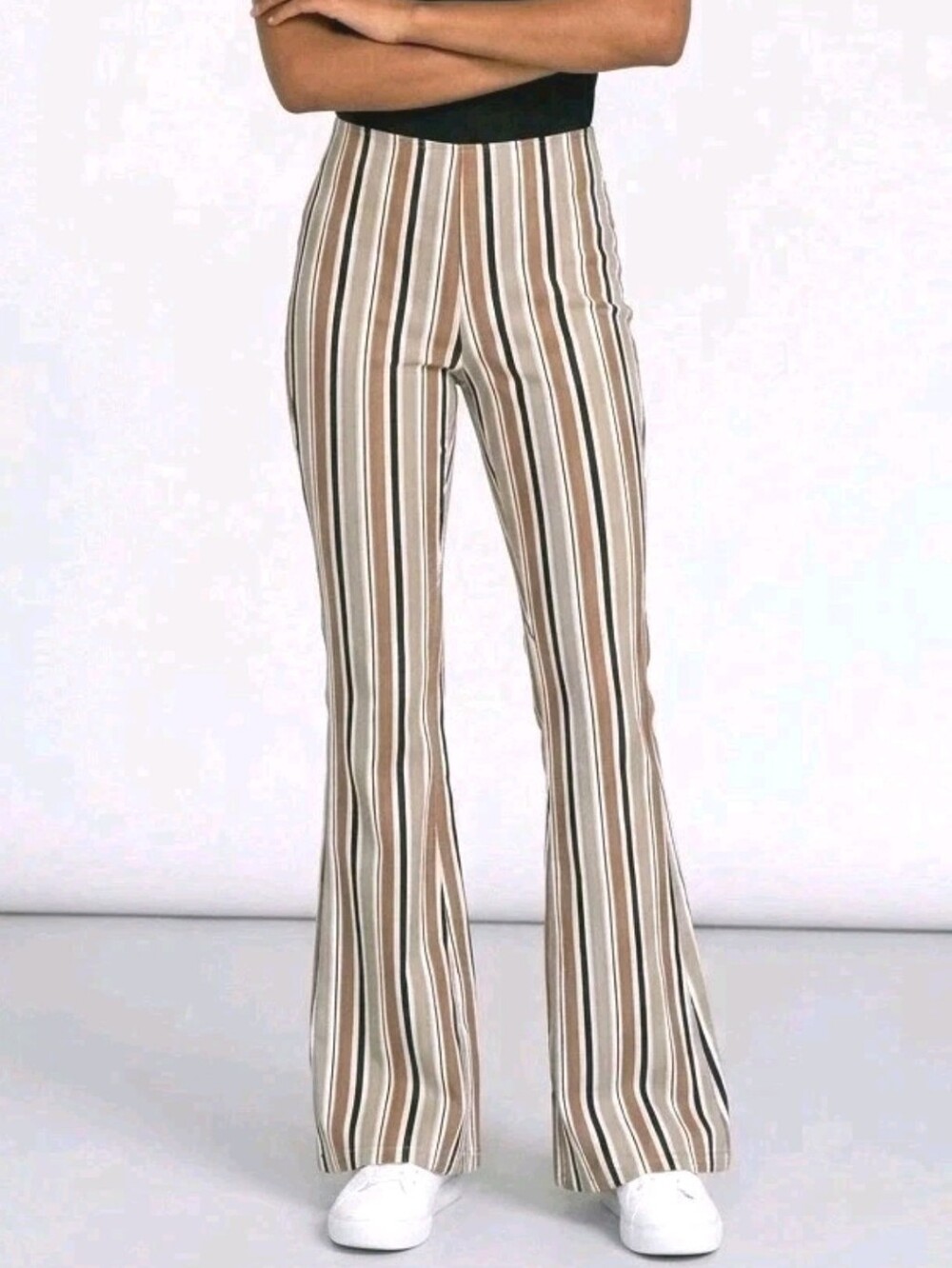 Rock&Roll Bargain Bell Jeans Womens 31x38 Striped Flared Pull-On Extra Stretch